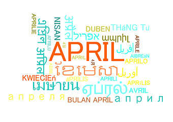 Image showing april multilanguage wordcloud background concept