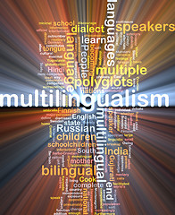 Image showing multilingualism wordcloud concept illustration glowing