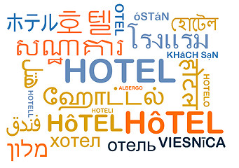 Image showing Hotel multilanguage wordcloud background concept