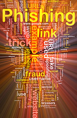 Image showing Phishing background concept wordcloud glowing