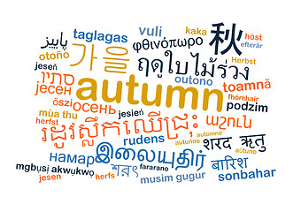 Image showing autumn multilanguage wordcloud background concept