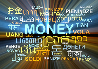 Image showing money multilanguage wordcloud background concept glowing