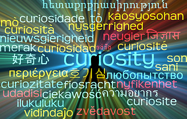Image showing Curiosity multilanguage wordcloud background concept glowing