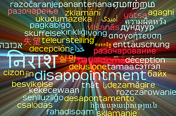Image showing Disappointment multilanguage wordcloud background concept glowin