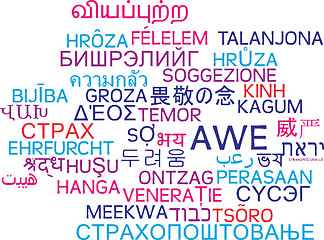 Image showing Awe multilanguage wordcloud background concept