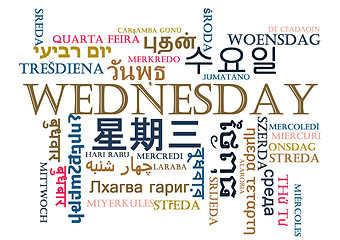 Image showing Wednesday multilanguage wordcloud background concept