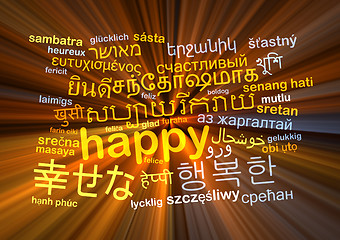 Image showing happy multilanguage wordcloud background concept glowing