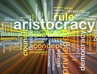 Image showing aristocracy wordcloud concept illustration glowing