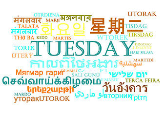 Image showing Tuesday multilanguage wordcloud background concept