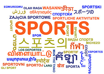 Image showing Sports multilanguage wordcloud background concept