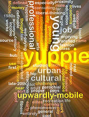 Image showing yuppie  background wordcloud concept illustration glowing
