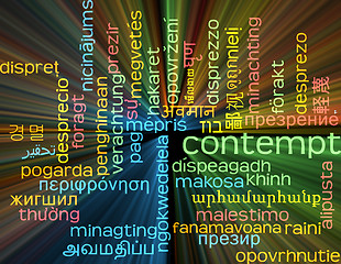 Image showing Contempt multilanguage wordcloud background concept glowing