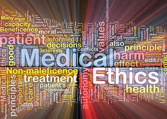 Image showing Medical ethics background concept wordcloud glowing