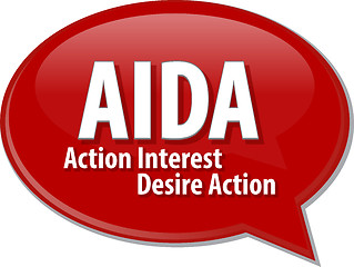Image showing AIDA acronym word speech bubble illustration
