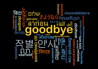 Image showing Goodbye multilanguage wordcloud background concept