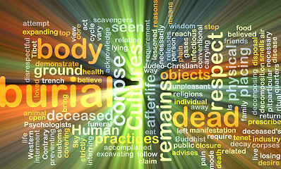 Image showing Burial wordcloud concept illustration glowing