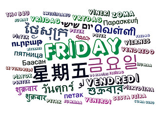 Image showing Friday multilanguage wordcloud background concept