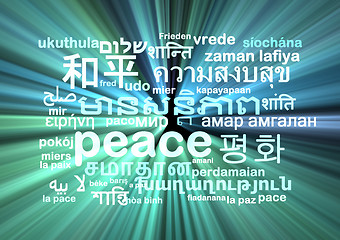 Image showing peace multilanguage wordcloud background concept glowing