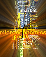 Image showing microeconomics wordcloud concept illustration glowing