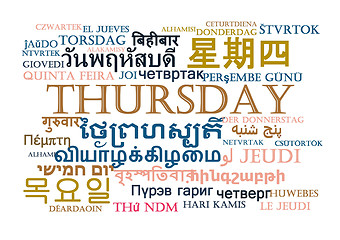 Image showing Thursday multilanguage wordcloud background concept