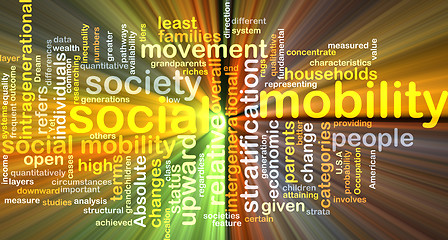 Image showing Social mobility wordcloud concept illustration glowing