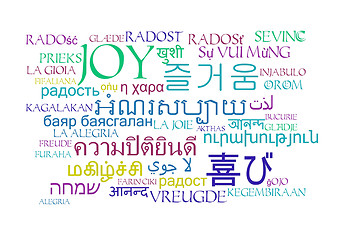 Image showing joy multilanguage wordcloud background concept