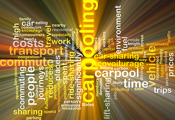 Image showing carpooling wordcloud concept illustration glowing