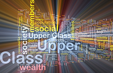 Image showing Upper class background wordcloud concept illustration glowing