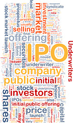 Image showing Initial public offering background wordcloud concept illustratio