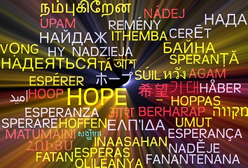 Image showing Hope multilanguage wordcloud background concept glowing