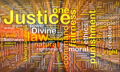 Image showing Justice background concept wordcloud glowing