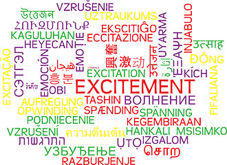 Image showing Excitement multilanguage wordcloud background concept