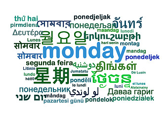 Image showing Monday multilanguage wordcloud background concept