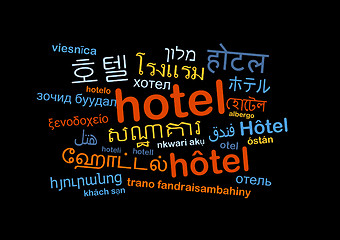 Image showing Hotel multilanguage wordcloud background concept