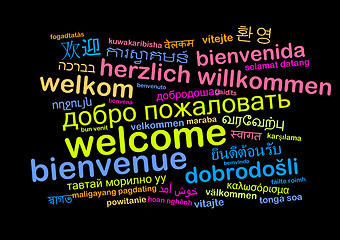 Image showing Welcome multilanguage wordcloud background concept