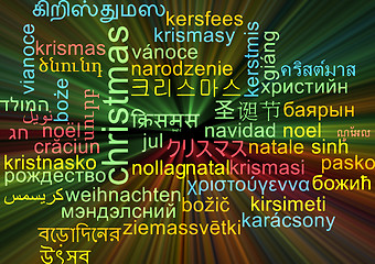 Image showing Christmas multilanguage wordcloud background concept glowing