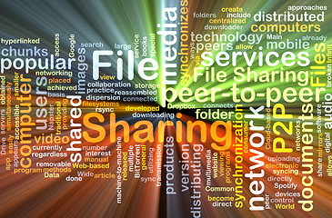 Image showing file sharing wordcloud concept illustration glowing