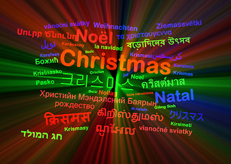 Image showing Christmas multilanguage wordcloud background concept glowing