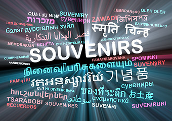 Image showing souvenirs multilanguage wordcloud background concept glowing