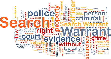 Image showing Search warrant background concept wordcloud