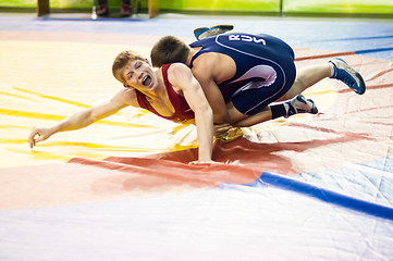 Image showing Youth competitions on sporting wrestling