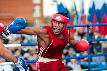 Image showing A boxing match Osleys Iglesias, Cuba and Salah Mutselkhanov, Russia. Victory Osleys Iglesias