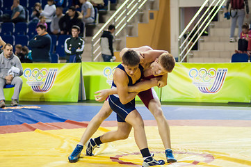 Image showing Youth competitions on sporting wrestling