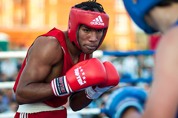 Image showing A boxing match Osleys Iglesias, Cuba and Salah Mutselkhanov, Russia. Victory Osleys Iglesias