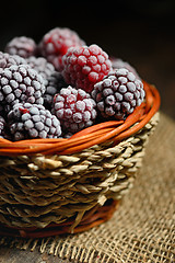 Image showing frozen blackberries in basket