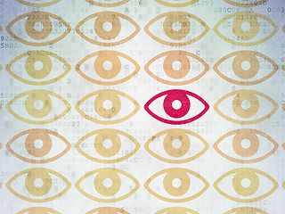 Image showing Security concept: eye icon on Digital Paper background