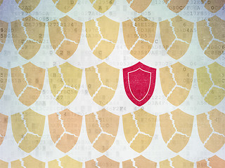 Image showing Protection concept: shield icon on Digital Paper background