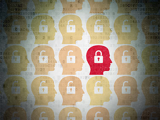 Image showing Security concept: head with padlock icon on Digital Paper background