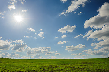 Image showing green field and clouds