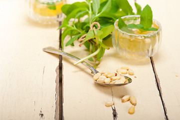 Image showing Arab traditional mint and pine nuts tea